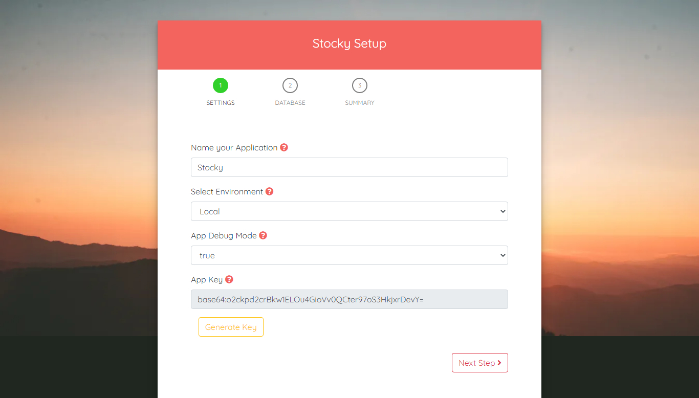 Setup Wizard Step 1